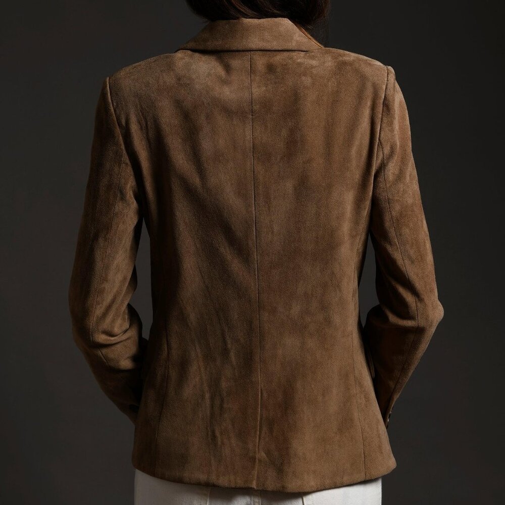 NWOT Susan Bender | US 8 | Suede Blazer Leather Jacket | Taupe Beige Tan